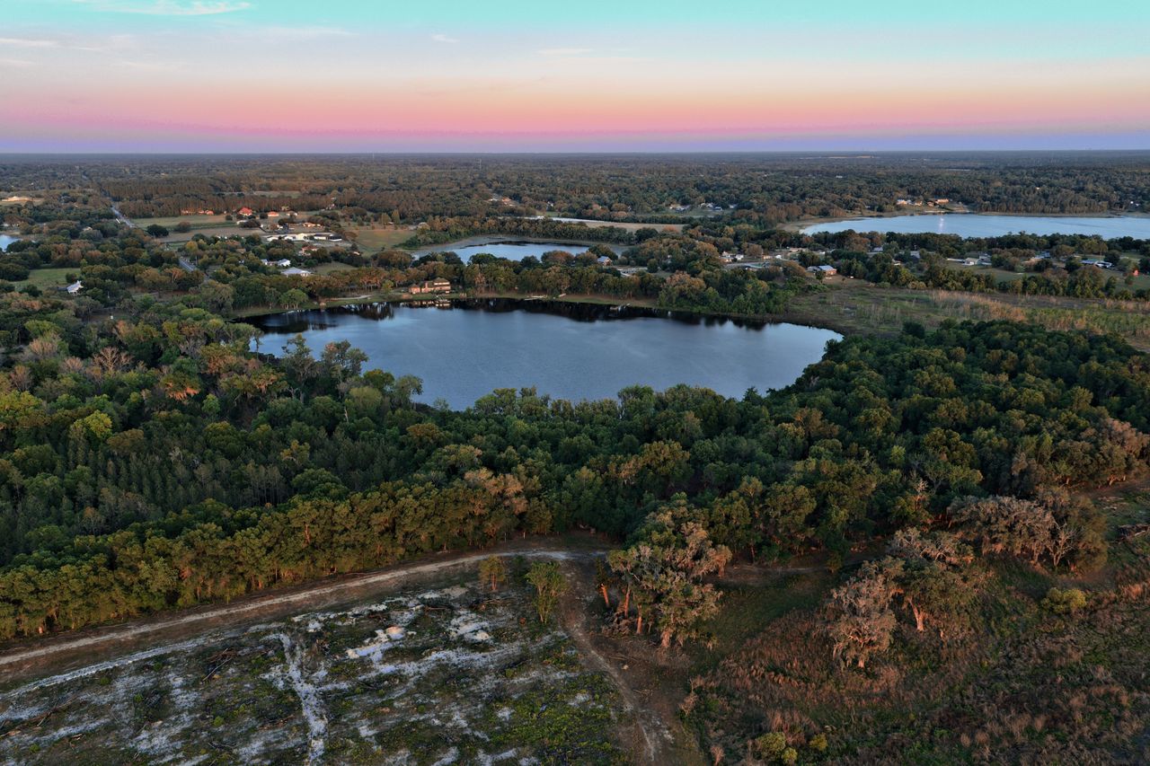 Double Lakefront — aerial, Lake County · ±115 Acres