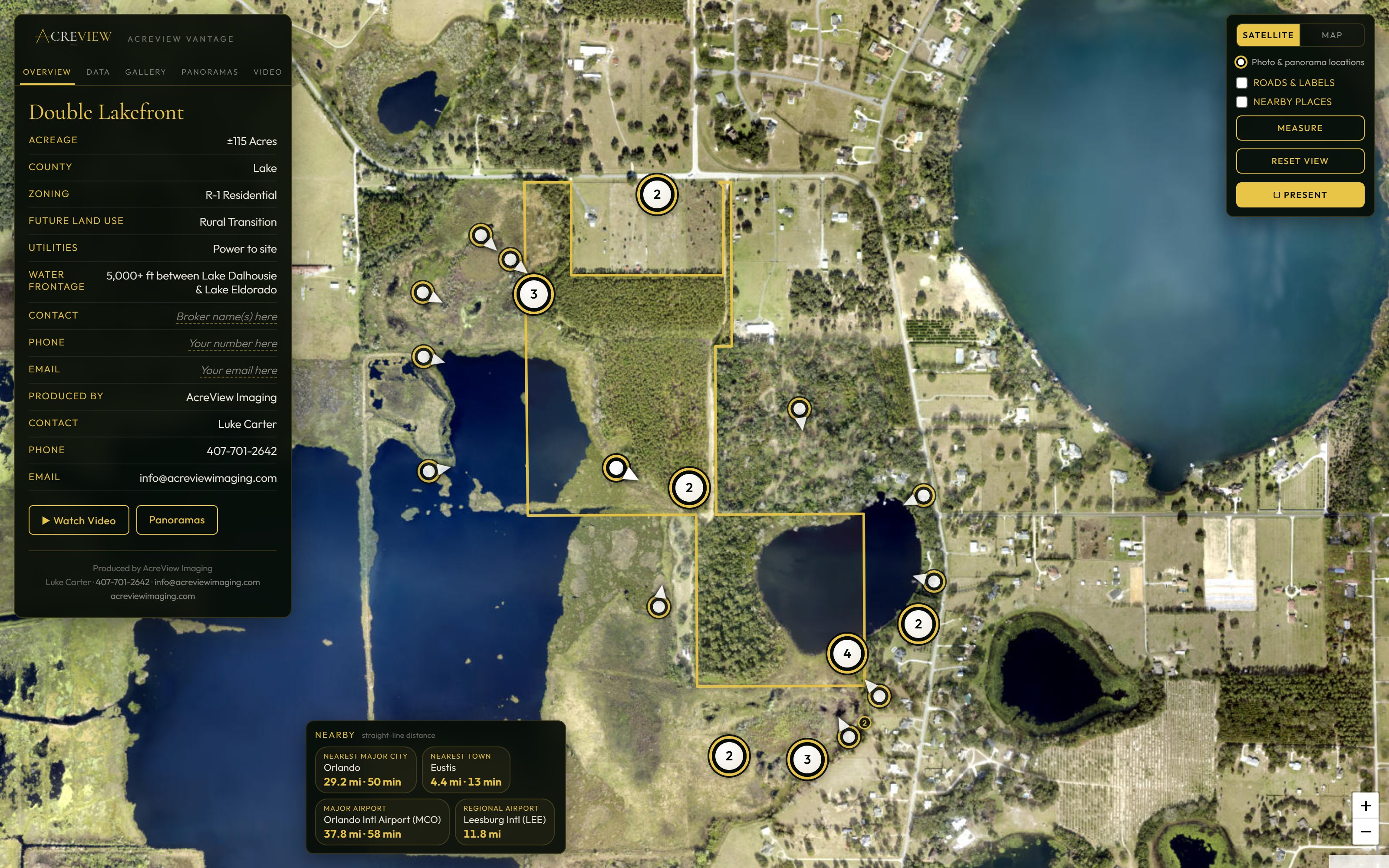 AcreView Vantage — the interactive tour of a Florida land listing