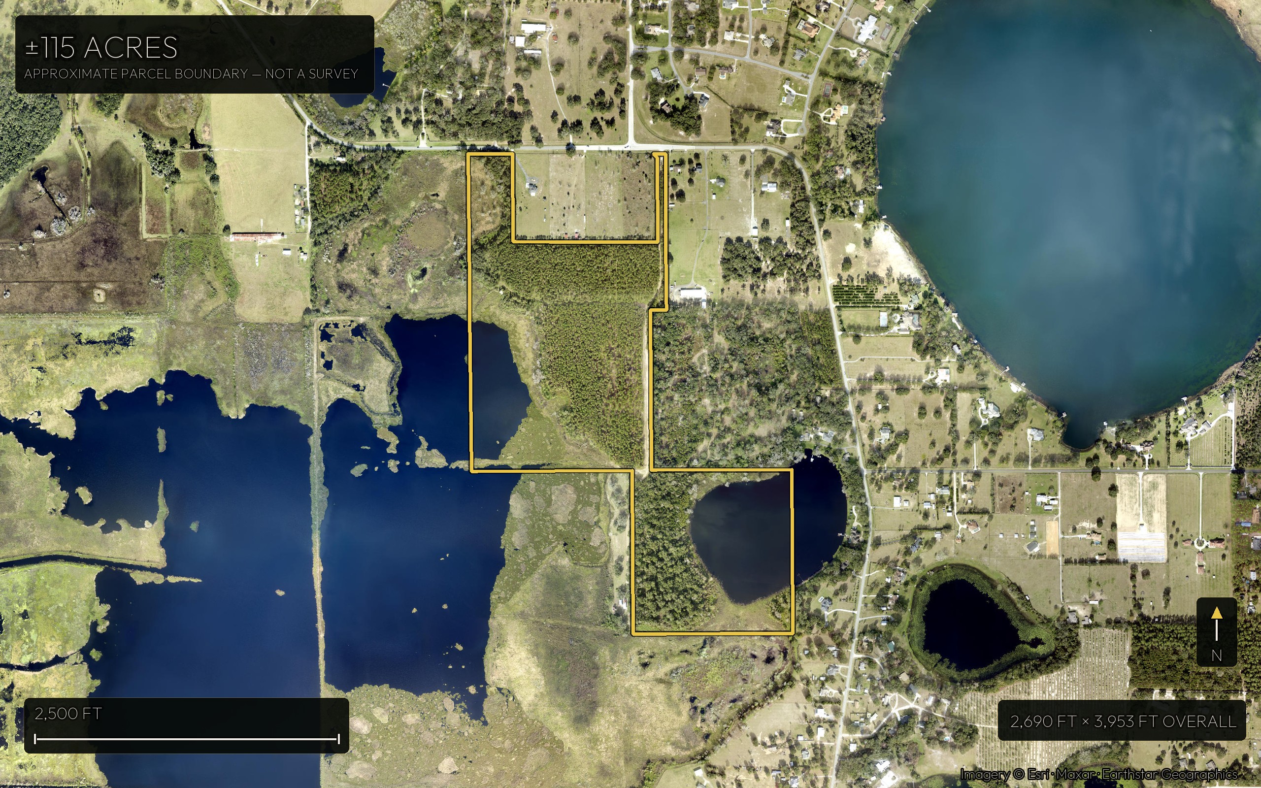 The property and its boundary on satellite imagery