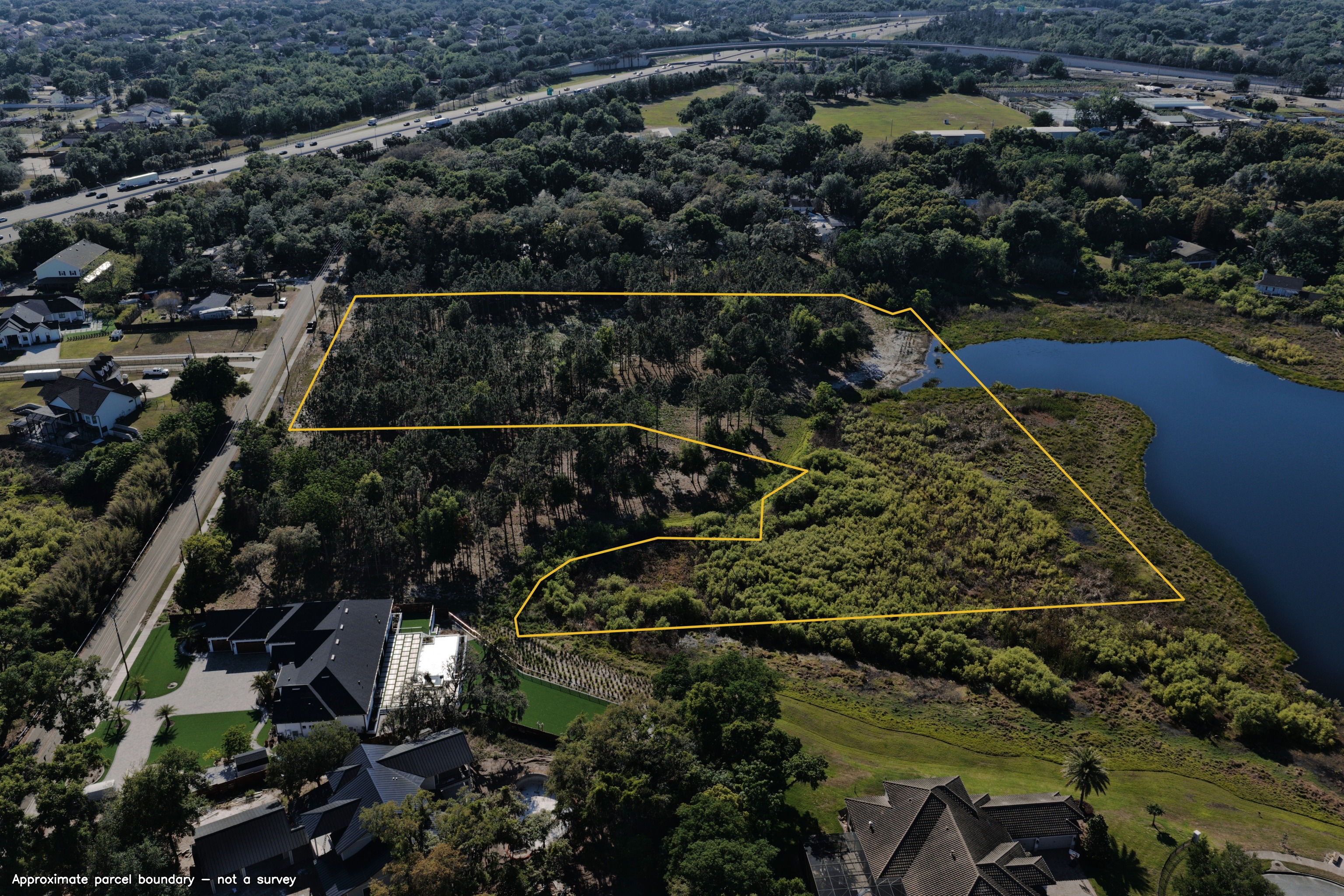 Parcel boundary over the delivered aerial