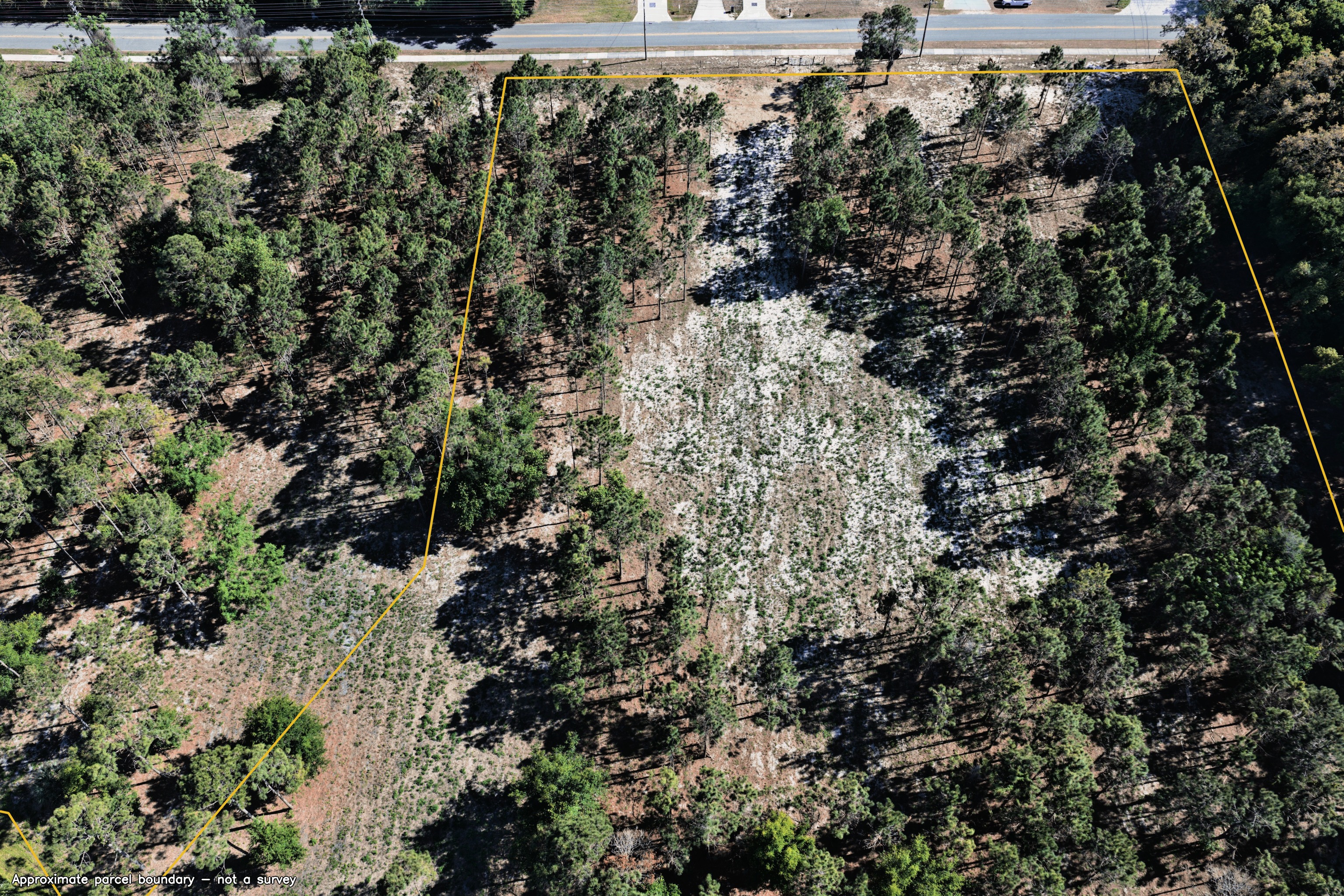 Parcel boundary over the delivered aerial