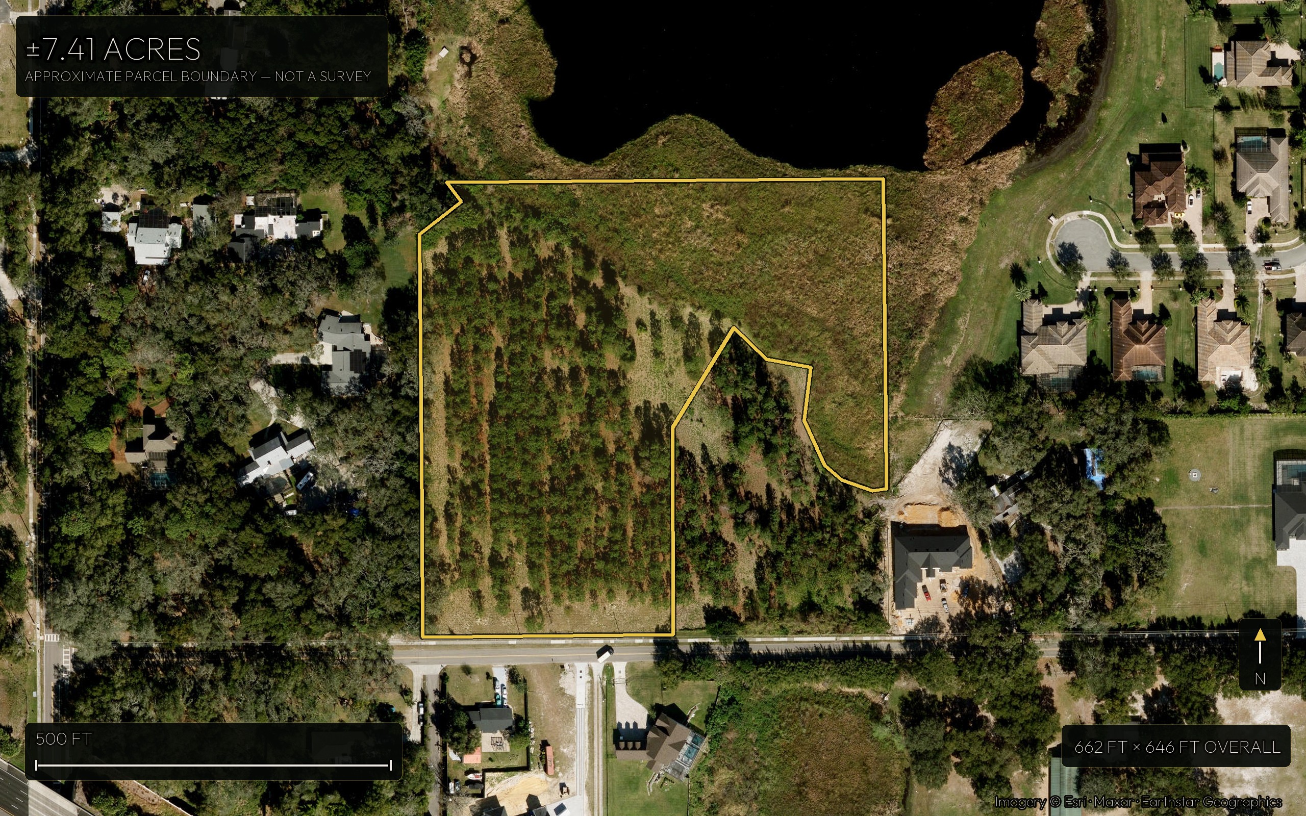 The property and its boundary on satellite imagery