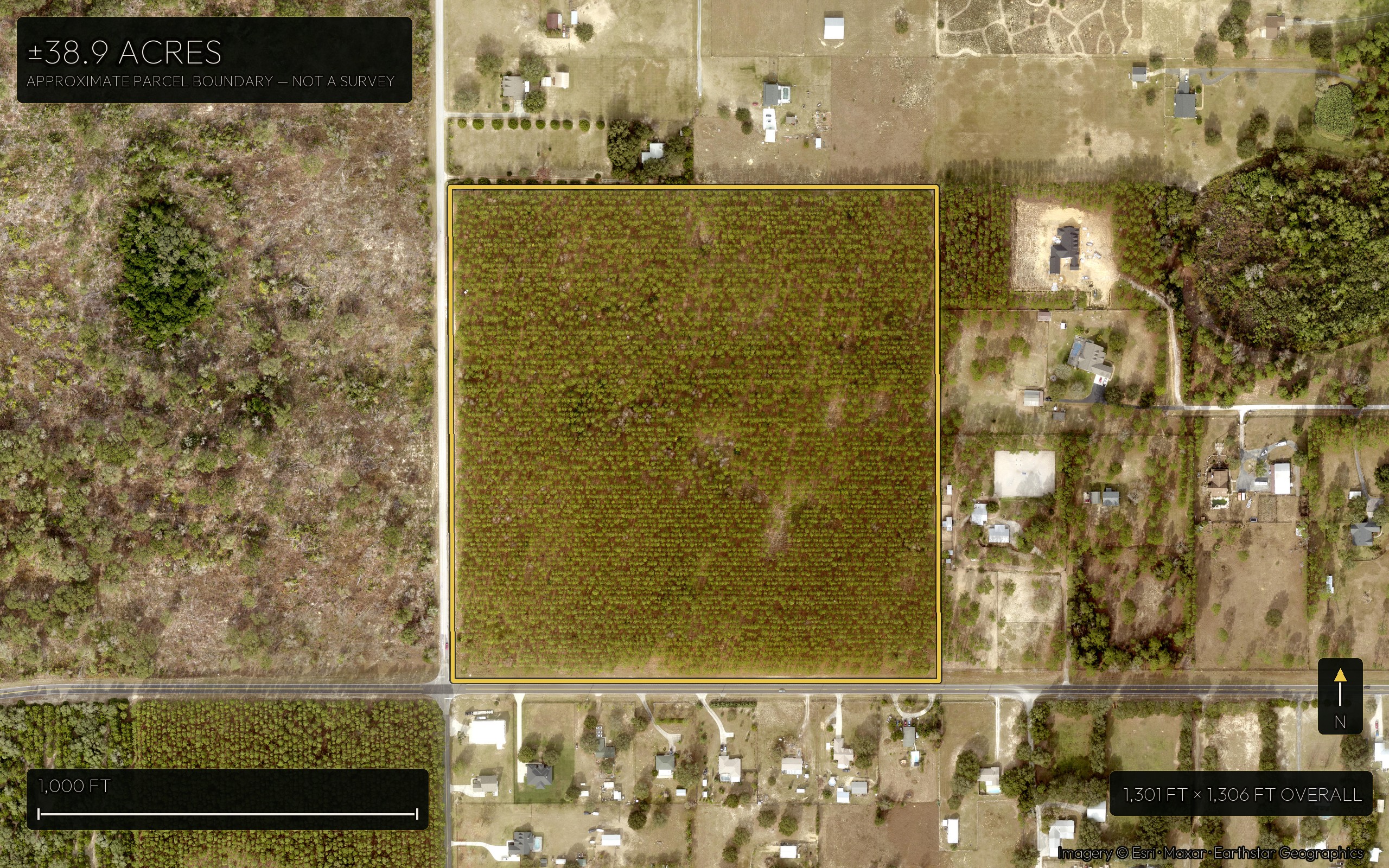 The property and its boundary on satellite imagery
